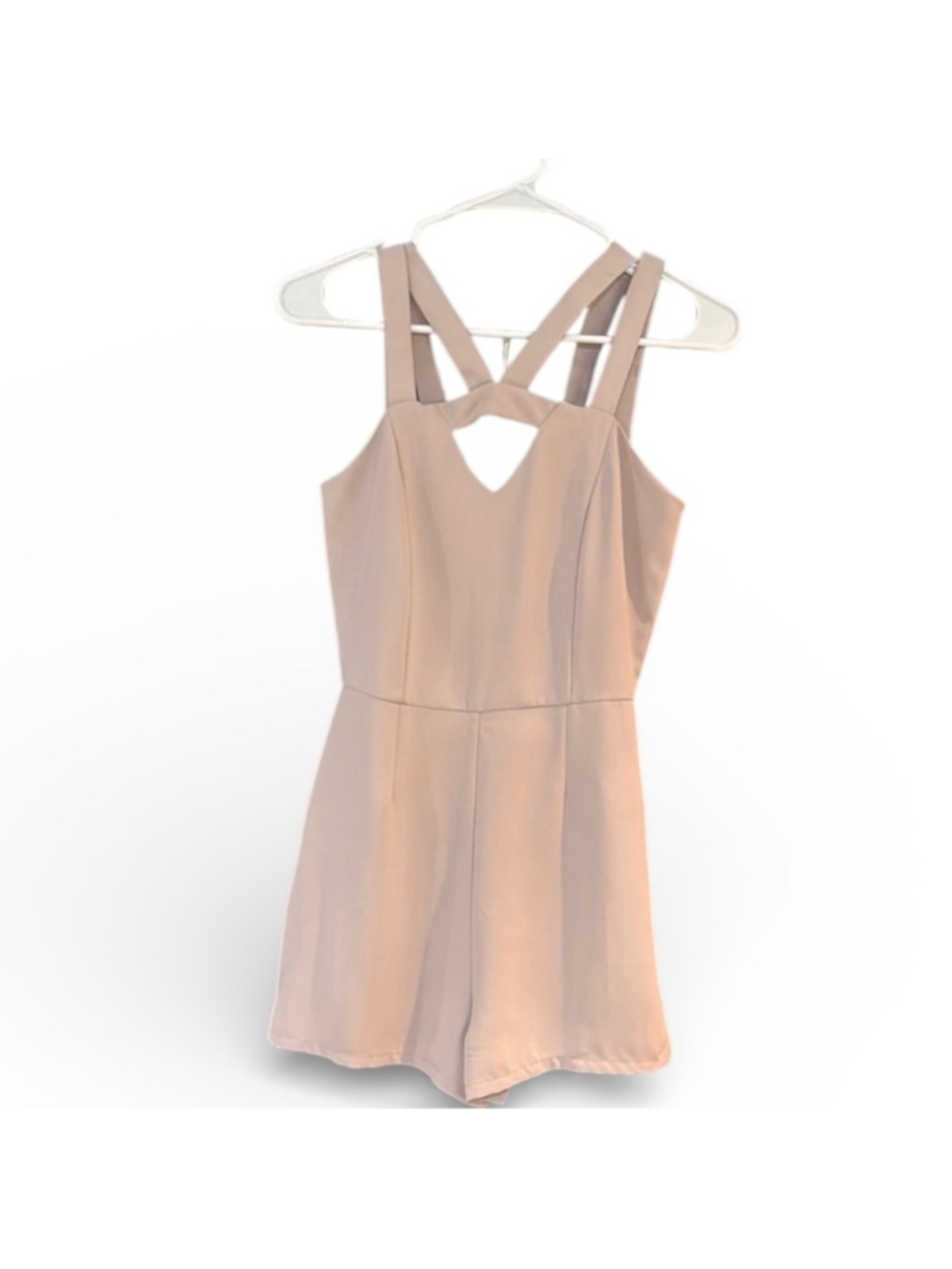 She & Sky blush pink playful fitted waist shorts romper Size S